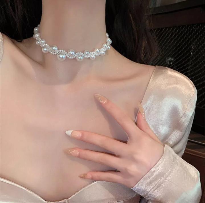 Funky Antique Plated Pearl Choker