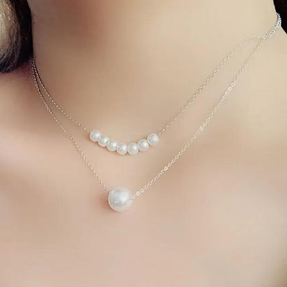 Multi Layered Antique Plated Pearl Necklace with earing