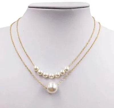 Multi Layered Antique Plated Pearl Necklace with earing