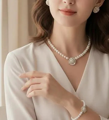 Elegant flower korean Necklace Set ZIJ-904