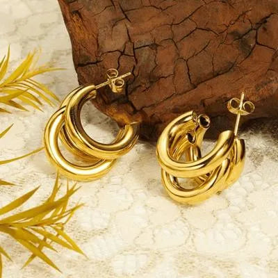 Elegant Three layers Korean Hoop Earrings KGE-906