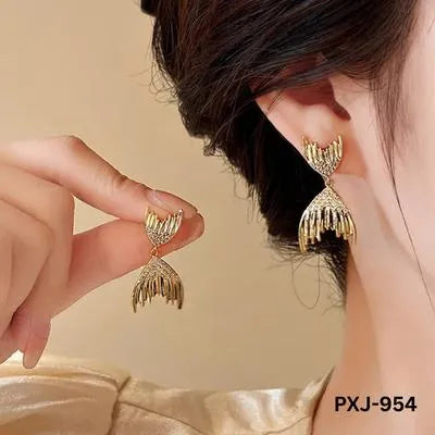 Fish Tail Korean Stylish -Earrings PXJ-954
