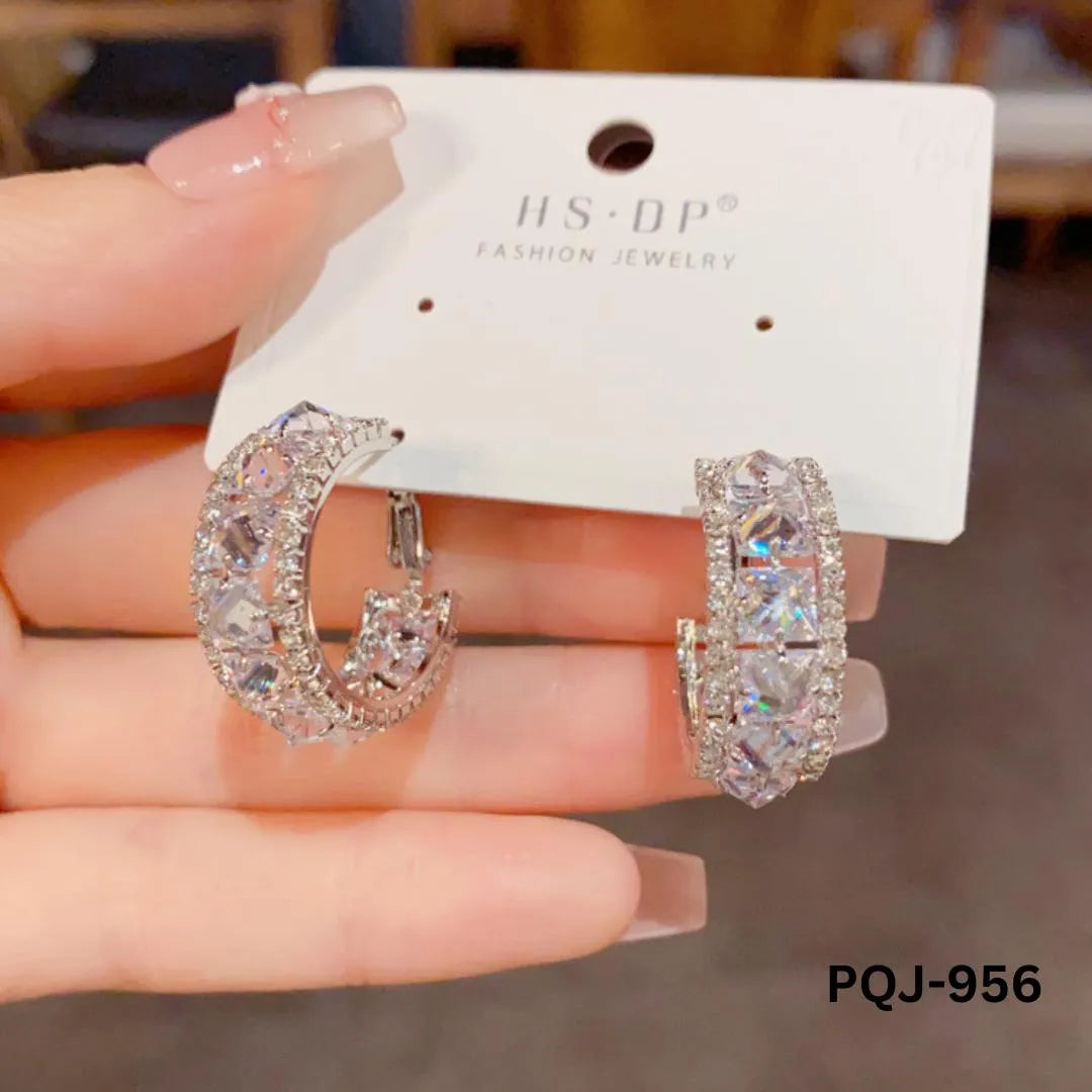 Zircon Gold korean style Baliyaan - Earrings PQJ-956