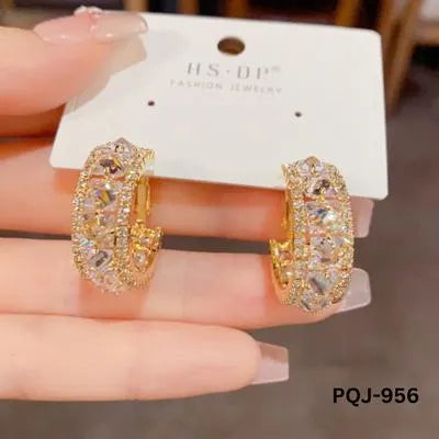 Zircon Gold korean style Baliyaan - Earrings PQJ-956