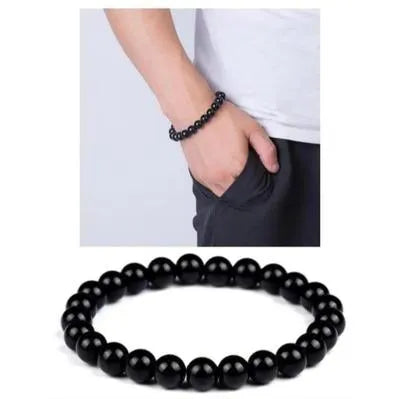 1 Pcs Beads Men's Bracelet Black Color