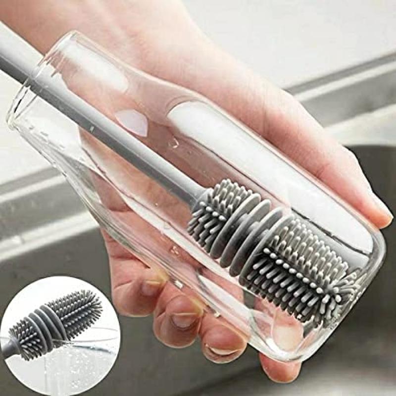 Silicone Bottle Cleaning Brush Bottle Brush Insulation Cup Washing No Deadend Long Handled Silicone Cleaning Brush Household Multifunctional Cleaning Tools