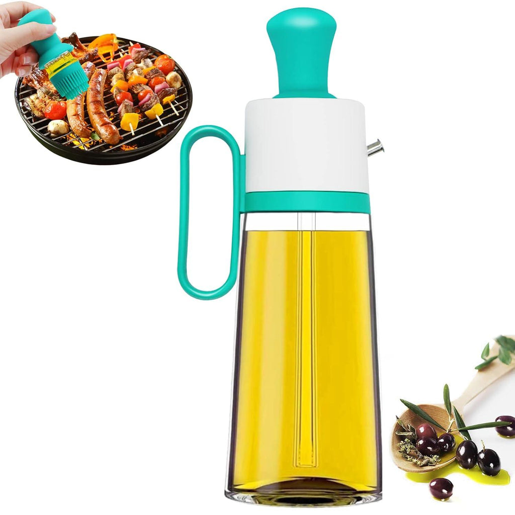 3 in 1 Oil Dispenser Bottle for Kitchen with Brush Glass Spray Bottle 550ml