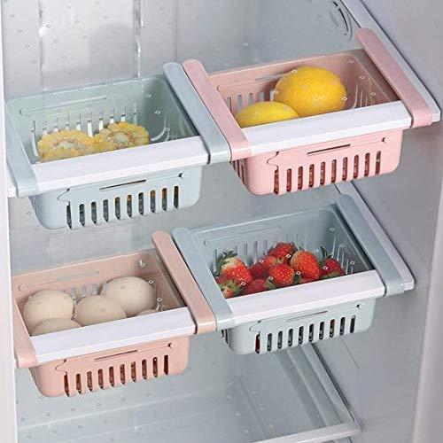 Adjustable Fridge Storage Basket Expandable Fridge Storage Rack Plastic Fridge Space Saver Food Organizer Tray Refrigerator Pull out Drawers