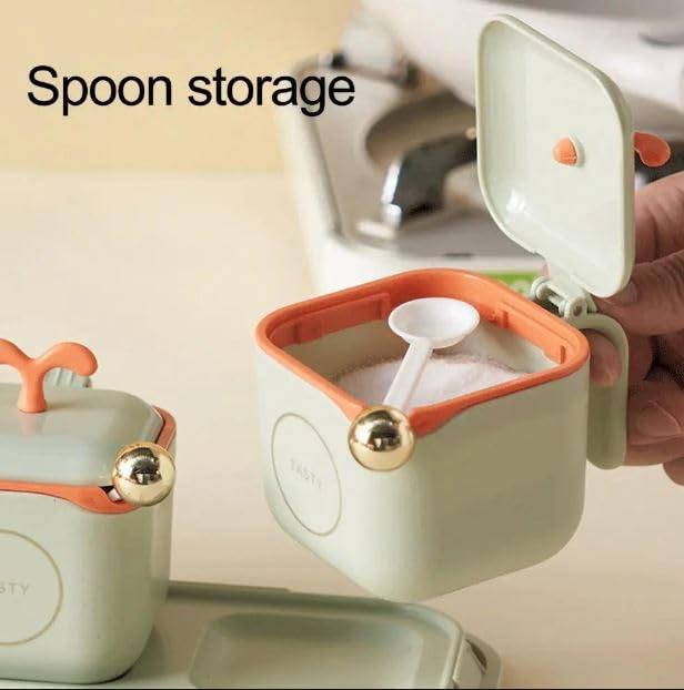 3 in 1 Nordic Spice Jar Set with Serving Tray and Spoon Spice Container with Lid