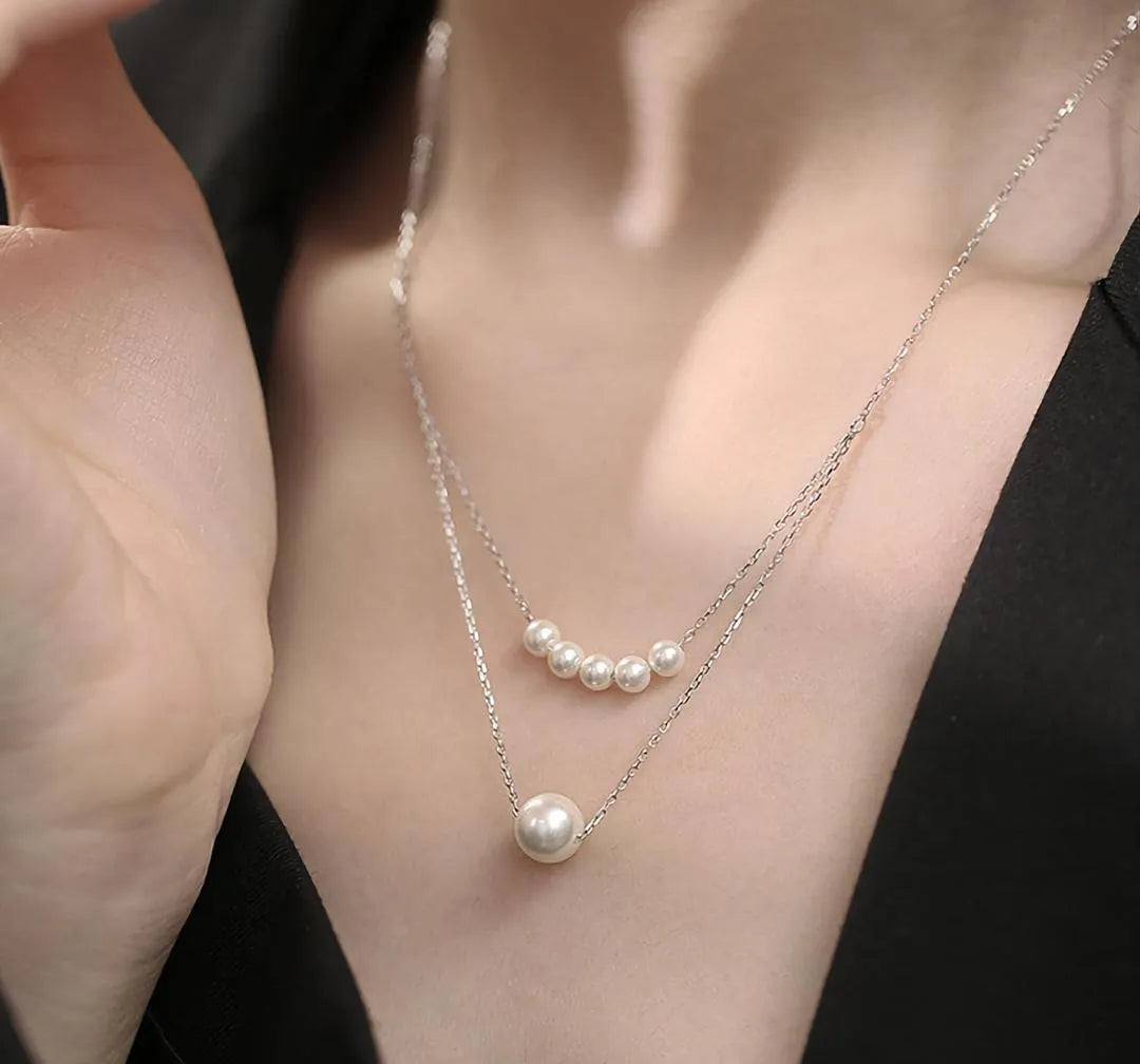 Multi Layered Antique Plated Pearl Necklace with earing