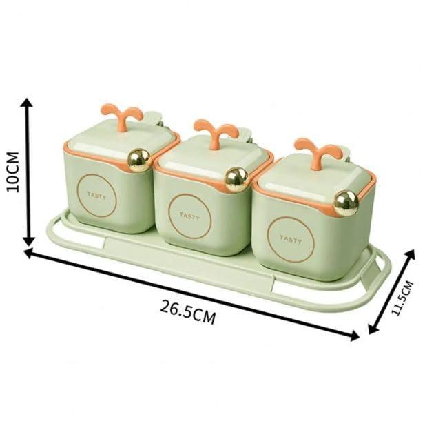 3 in 1 Nordic Spice Jar Set with Serving Tray and Spoon Spice Container with Lid