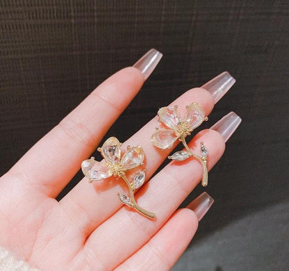 Transparent Flower Design Studs