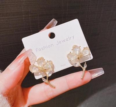 Transparent Flower Design Studs