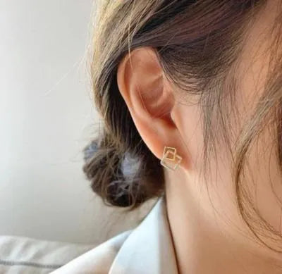 Square Design Gold Plated Earrings