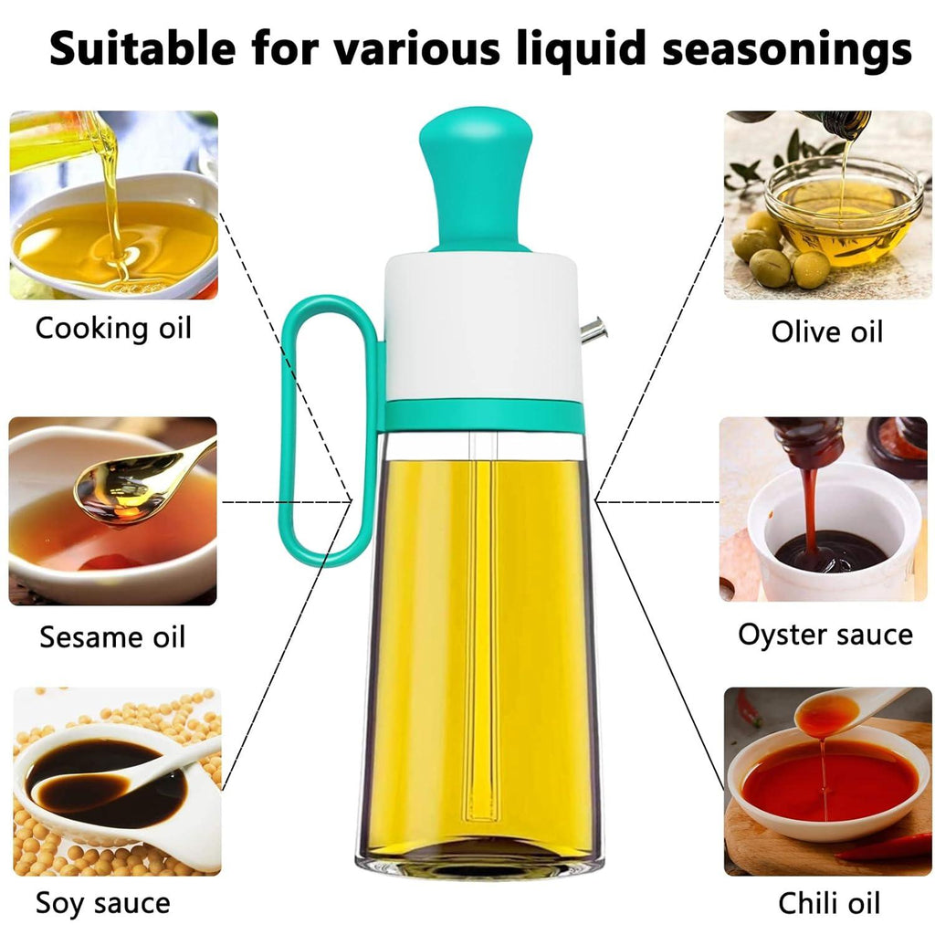 3 in 1 Oil Dispenser Bottle for Kitchen with Brush Glass Spray Bottle 550ml