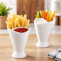 Plastic Cup Self Stand 2 in 1 French Fry Cone Dipping Cup Potato Tool Tableware French Fries Chip Chip Cone Holder Cups