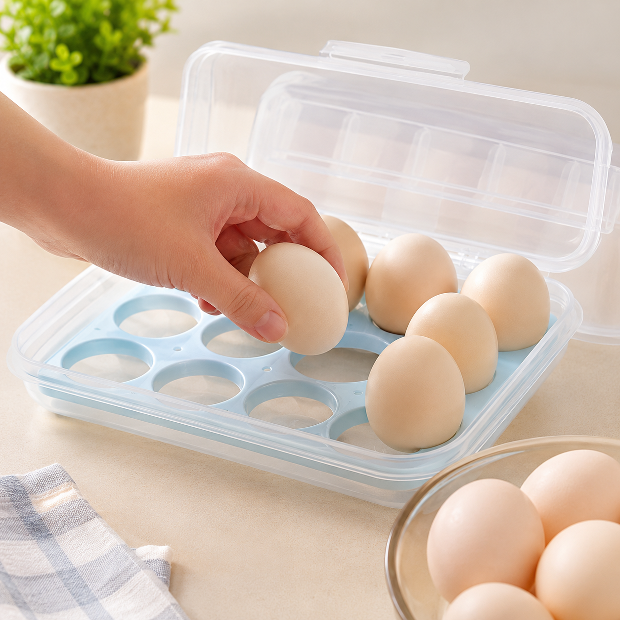 15 Frame Egg Box Egg Preservation Storage Box Portable Egg Holder Box With Lid