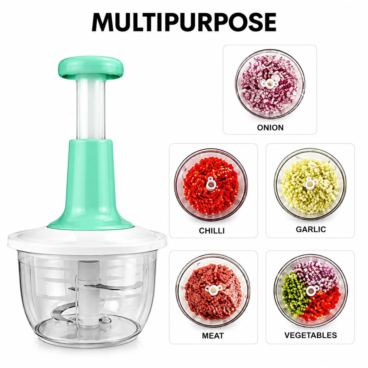 Manual Hand Push Chopper/ multifunctional Hand Pat Chopper And Mixer/press Cutter Vegetable Meat Grinder 1.5 Liter