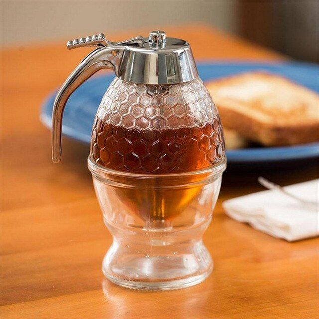 Elegant Crystal Honey Dispenser Honey Syrup Bee Pot Jar