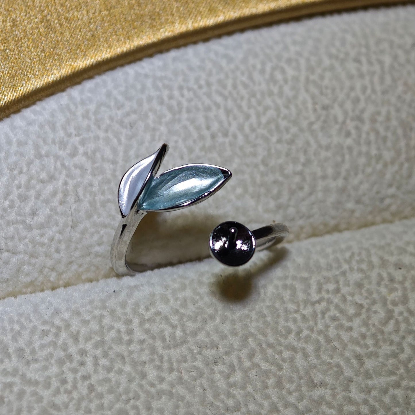 Internet Celebrity New Morandi Leaf Pearl Earrings Pendant Ring Set Natural High Quality Pearl S925 Earrings