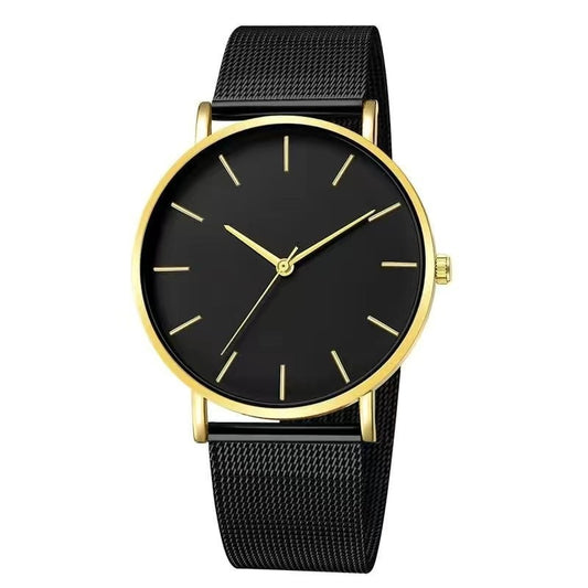 No Logo Scale Mesh Belt Quartz Watch Men's Casual Quartz Watch Student Watch Large Dial Simple