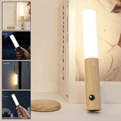 LED USB Wireless Wood Stick Night Light Warm Motion Sensor Wall Lamp Magnetic Corridor Cabinet Wardrobe Light Decor Home Light