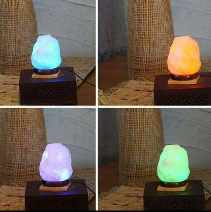 Salt Lamp USB Himalayan for Home Decor Natural Pink Rock Salt Lamp Night Light with Salt Lamp Bulb for Asthma and Allergy Relief Air Purifying Crystal Lamp to Clean Room Atmosphere and Improve Air Quality