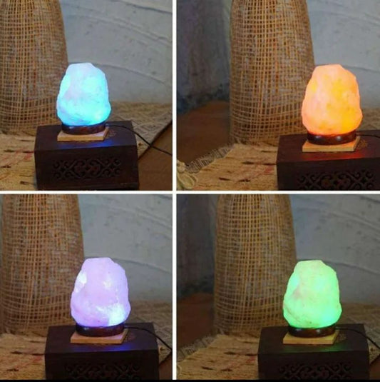 Salt Lamp USB Himalayan for Home Decor Natural Pink Rock Salt Lamp Night Light with Salt Lamp Bulb for Asthma and Allergy Relief Air Purifying Crystal Lamp to Clean Room Atmosphere and Improve Air Quality